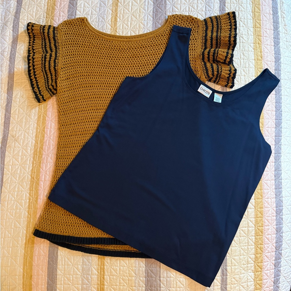 EUC LOFT XS Sweater With SM Navy Chicos Tank Top To Pair Under